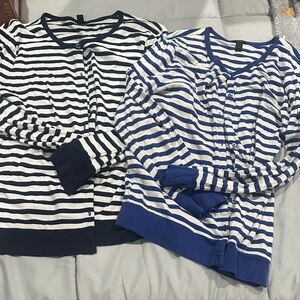 J. Crew Women's Navy and Blue Striped Cardigans
